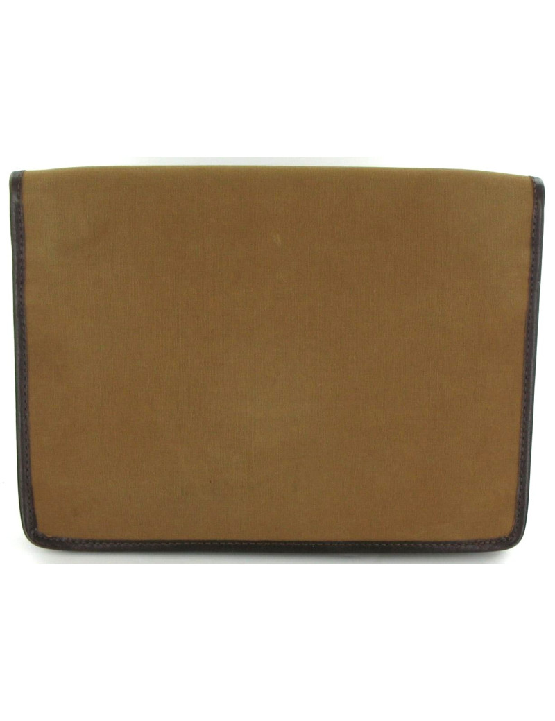 Pochette CELINE vintage en toile marron moutarde