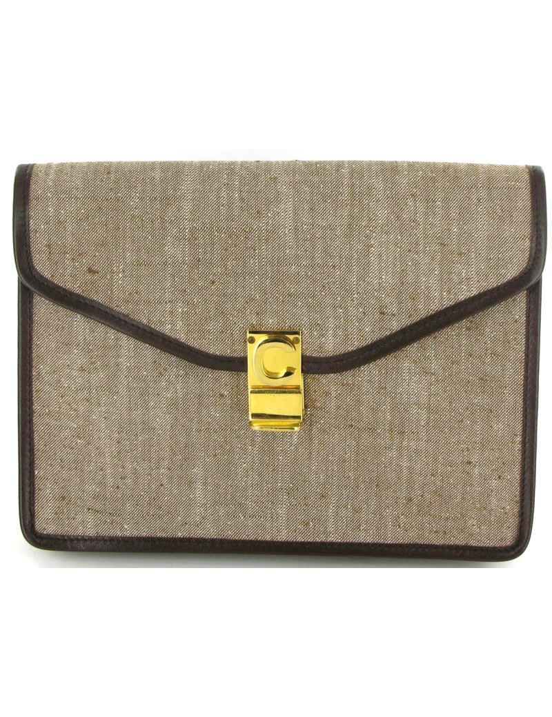 Pochette CELINE vintage en toile marron chiné