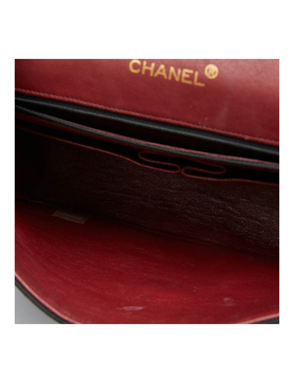 Sac Timeless CHANEL jersey noir et cuir