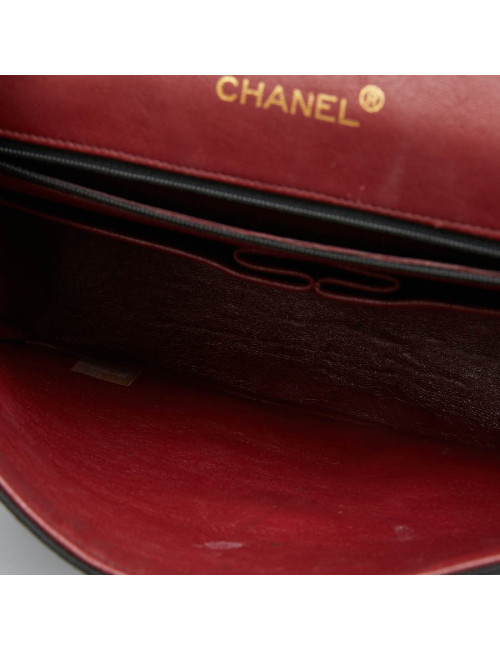 Sac Timeless CHANEL jersey noir et cuir