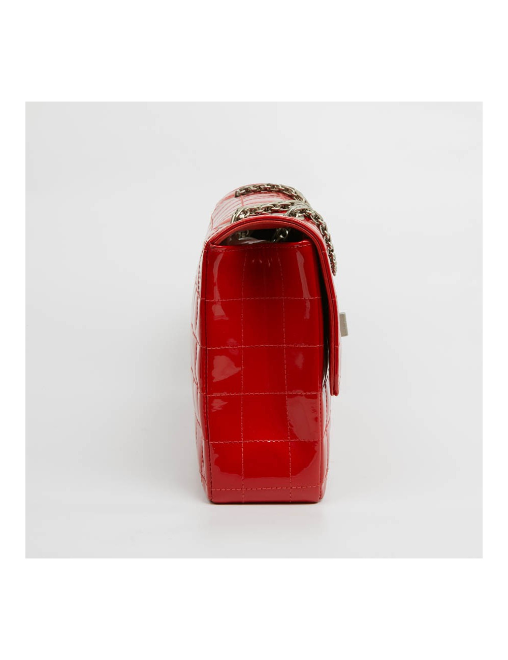 Sac 2.55 CHANEL cuir verni rouge Vintage