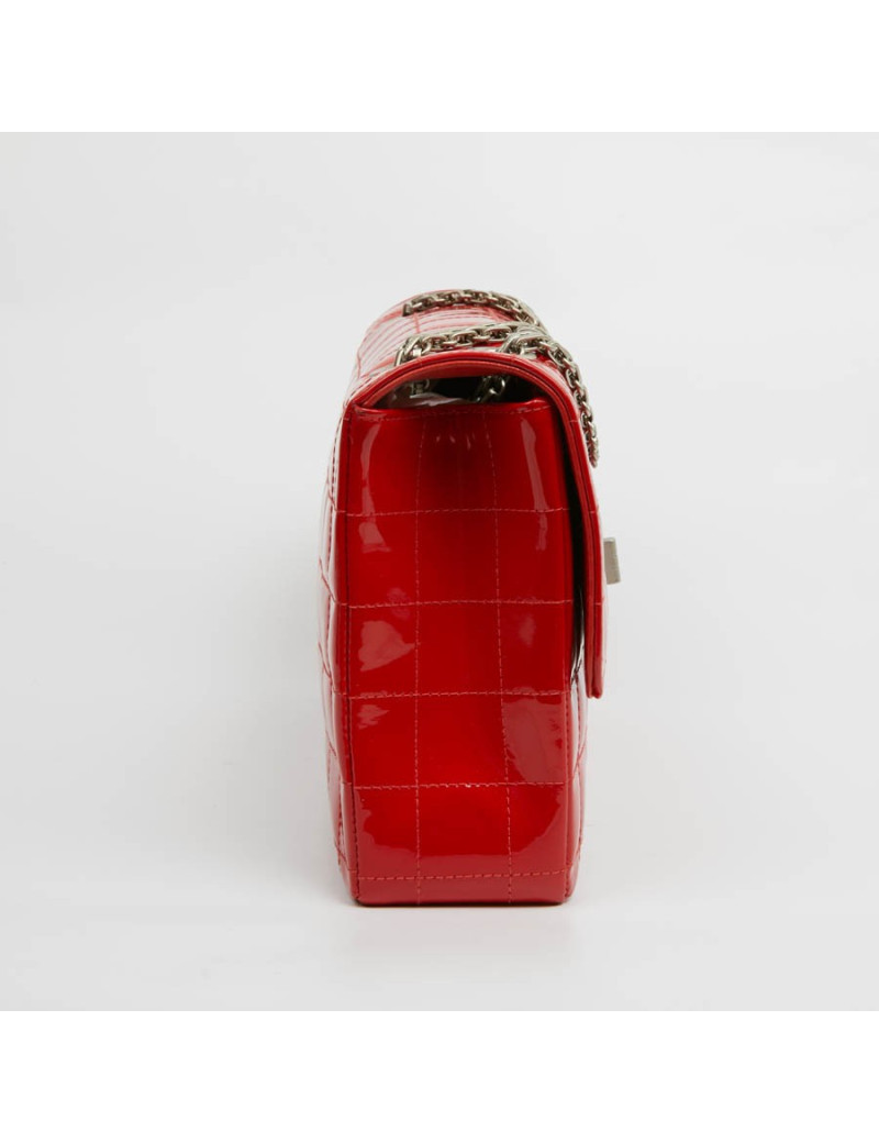 Sac 2.55 CHANEL cuir verni rouge Vintage