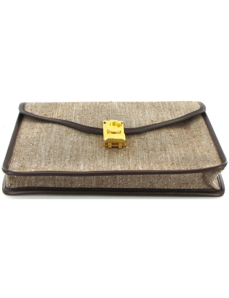Pochette CELINE vintage en toile marron chiné