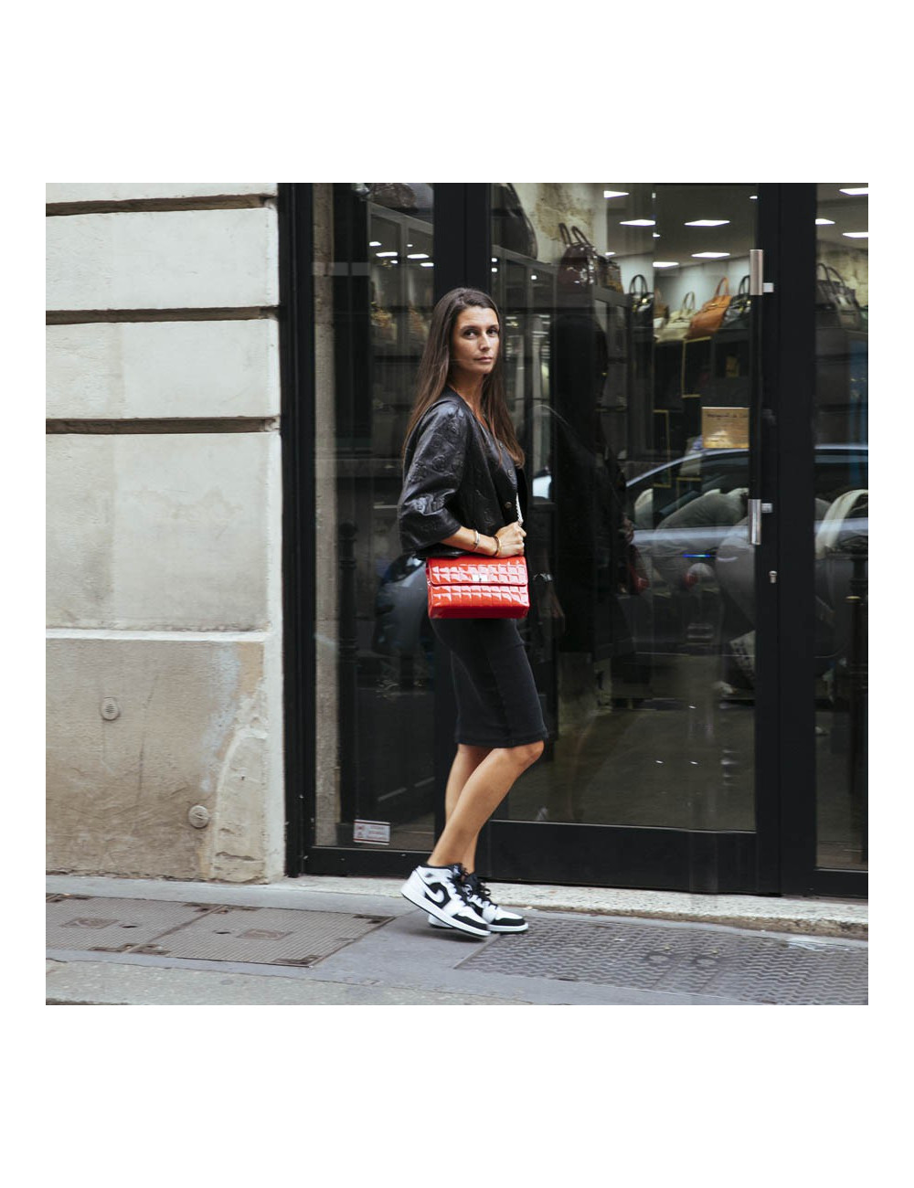 Sac 2.55 CHANEL cuir verni rouge Vintage