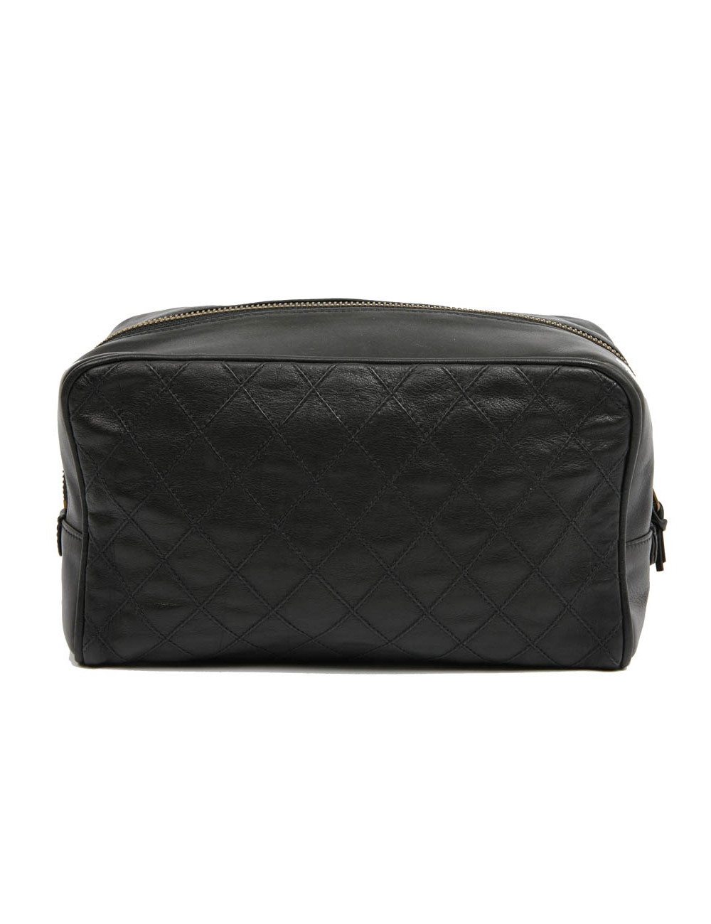 Trousse de toilette CHANEL cuir d'agneau matelassée noire