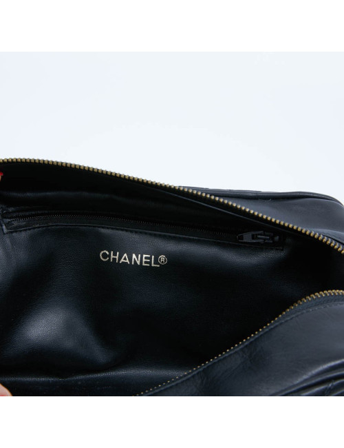 Trousse de toilette CHANEL cuir d'agneau matelassée noire
