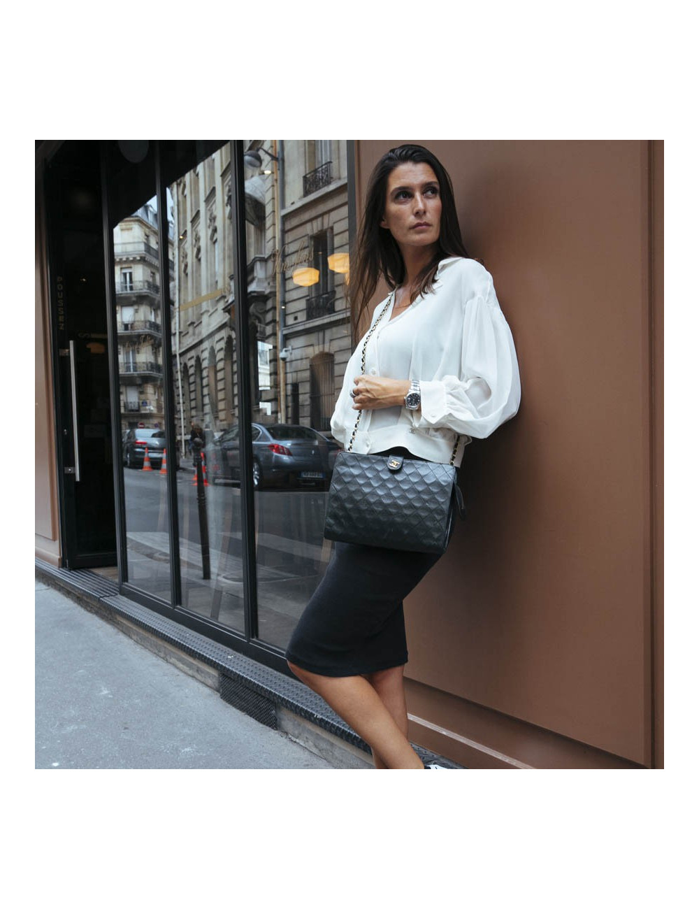 sac CHANEL pochette cuir matelassé noir