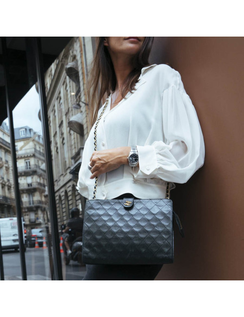 sac CHANEL pochette cuir matelassé noir