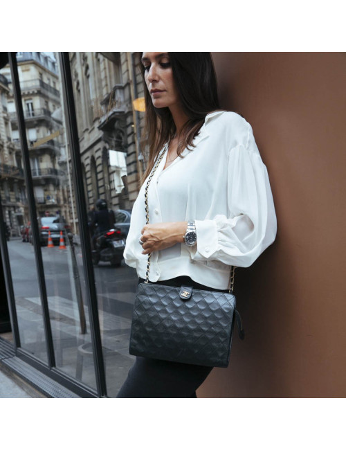 sac CHANEL pochette cuir matelassé noir