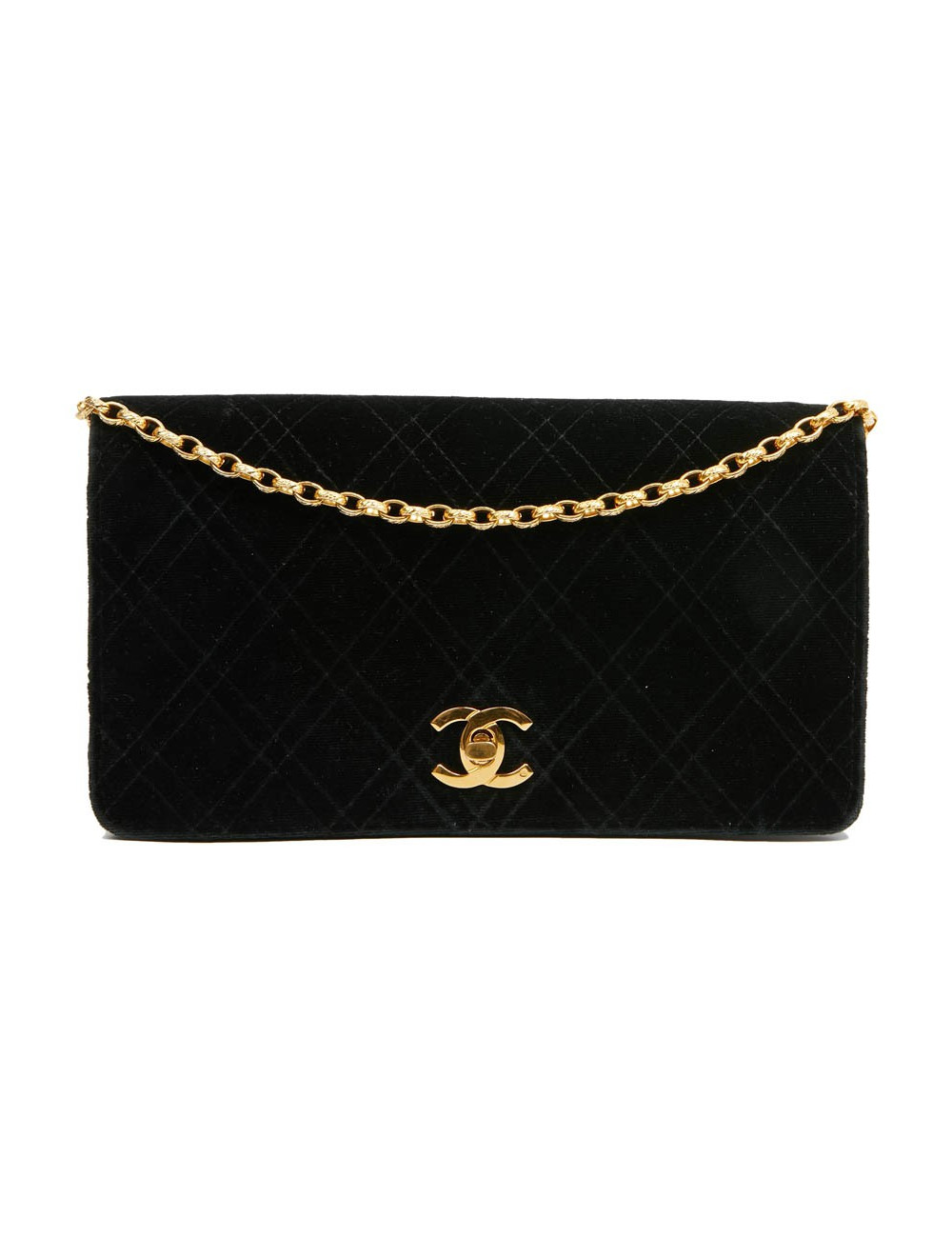 Sac CHANEL à rabat velours noir