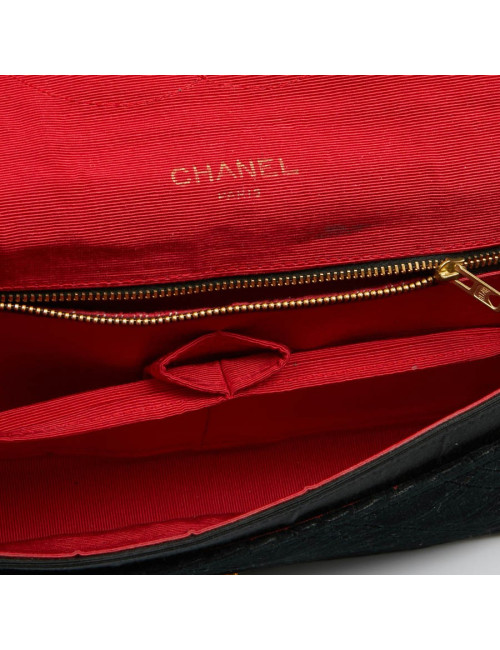 Sac CHANEL à rabat velours noir