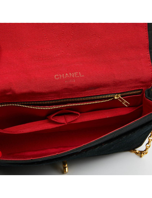 Sac CHANEL à rabat velours noir