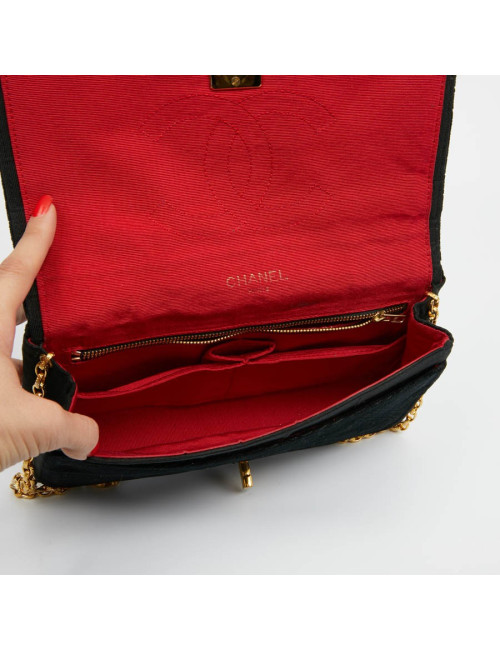 Sac CHANEL à rabat velours noir