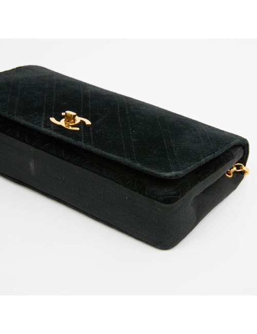 Sac CHANEL à rabat velours noir