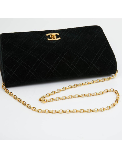 Sac CHANEL à rabat velours noir