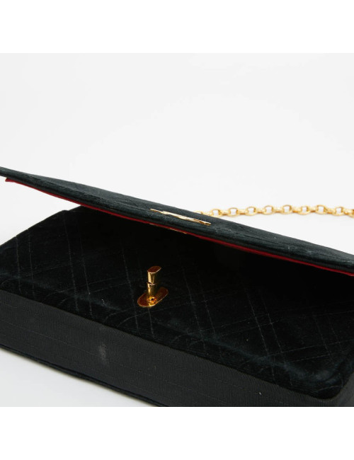 Sac CHANEL à rabat velours noir