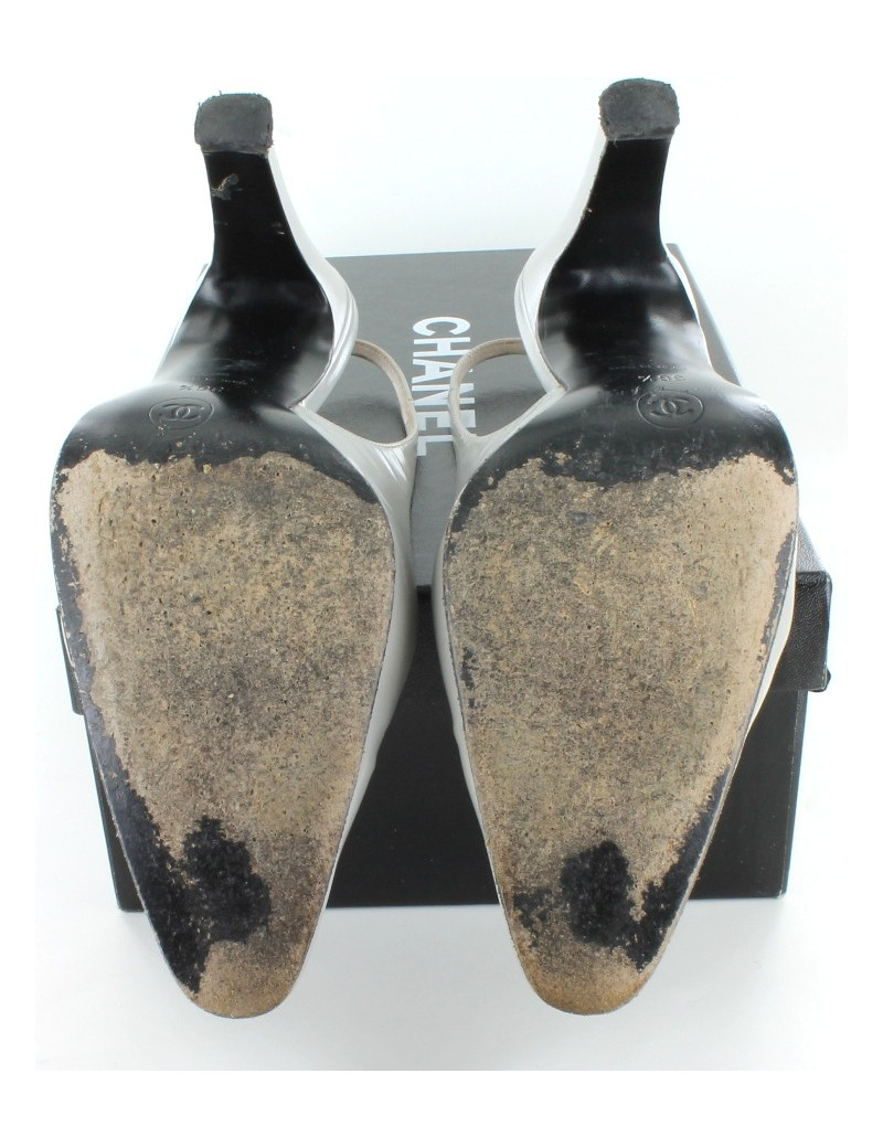 Escarpins CHANEL en cuir gris souris T 36,5 