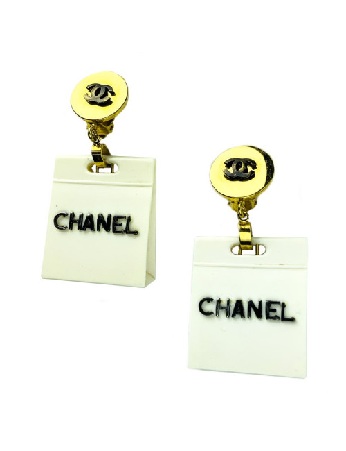 Clips d'oreille CHANEL sacs beige