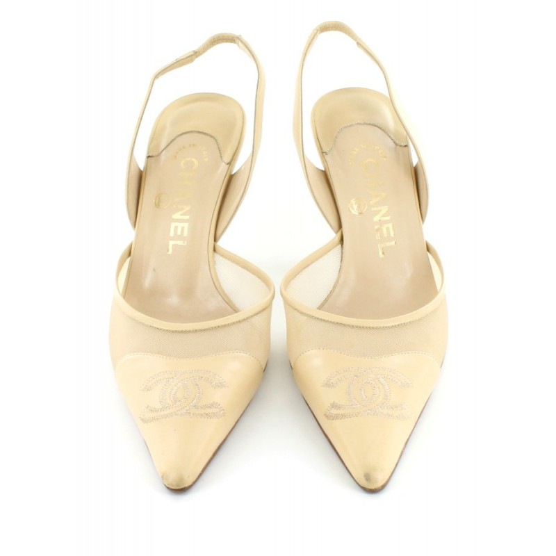 gold chanel mules 37