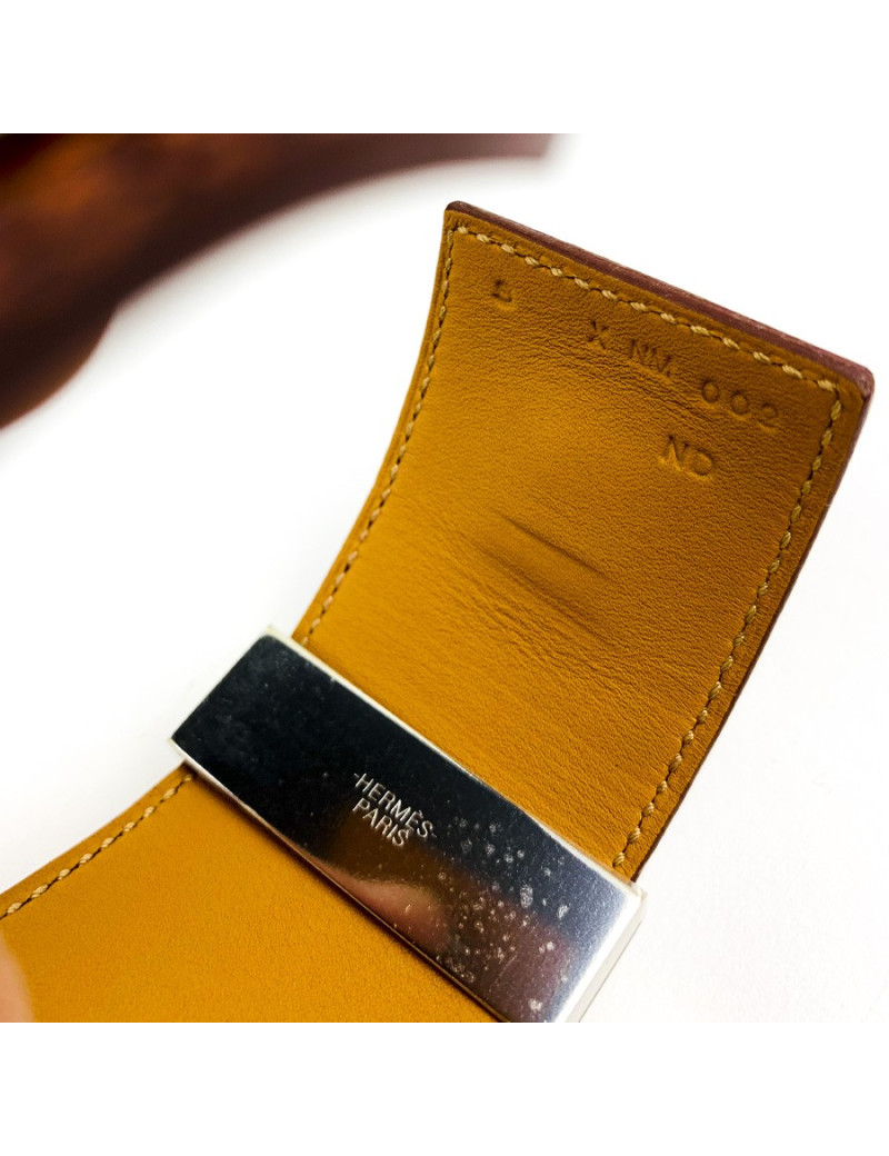 HERMES dog collar bracelet smooth Etrusque nilocus lezard leather