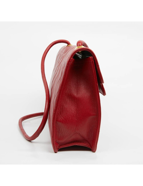Sac épaule CHANEL cuir d'agneau matelassé rouge