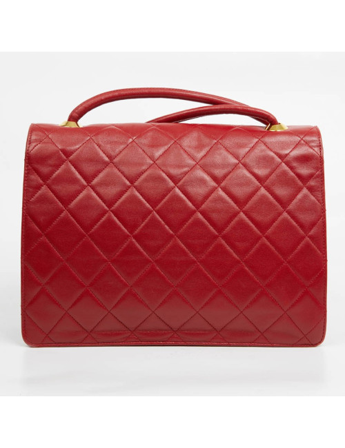 Sac épaule CHANEL cuir d'agneau matelassé rouge