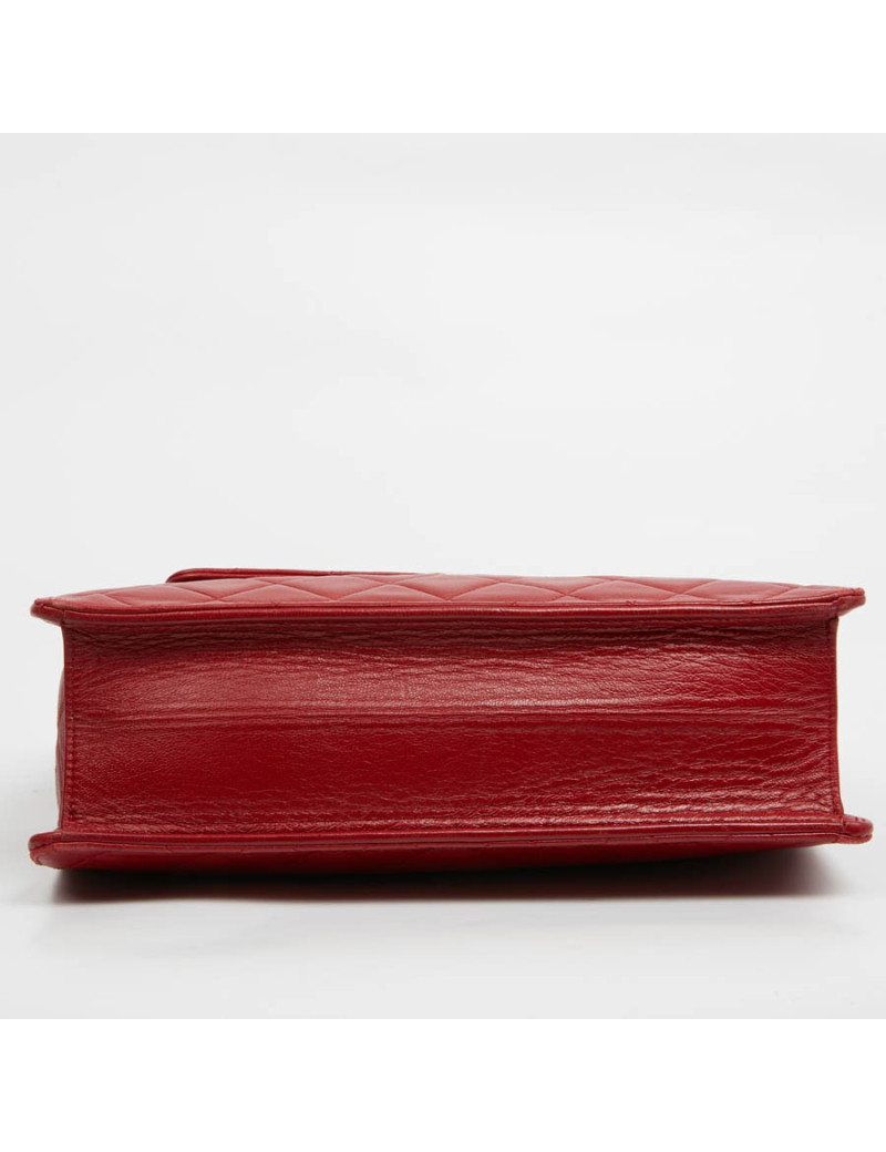Sac épaule CHANEL cuir d'agneau matelassé rouge