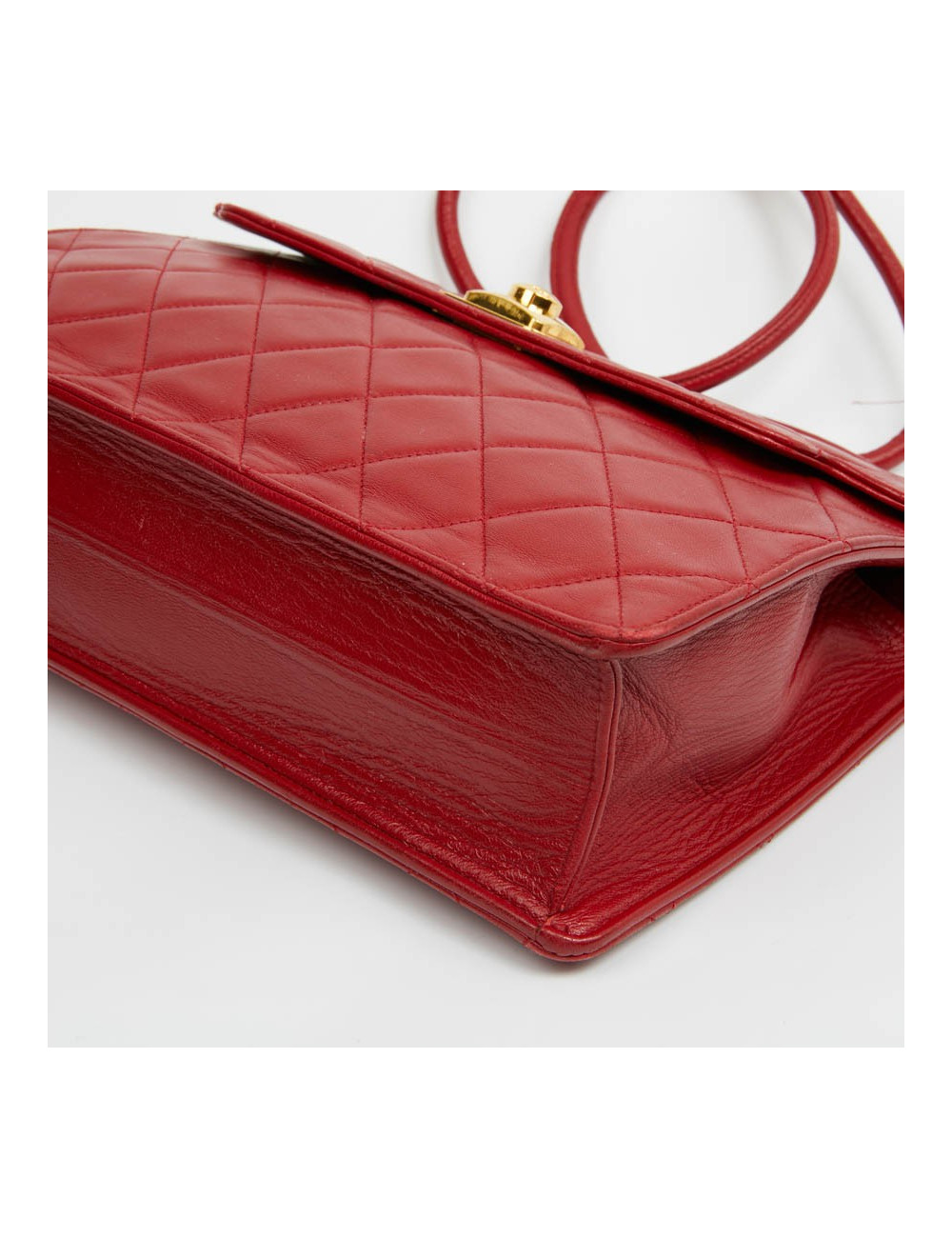 Sac épaule CHANEL cuir d'agneau matelassé rouge