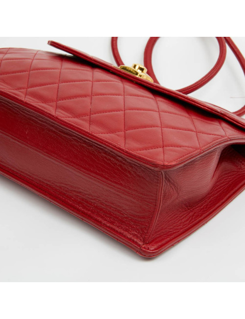 Sac épaule CHANEL cuir d'agneau matelassé rouge