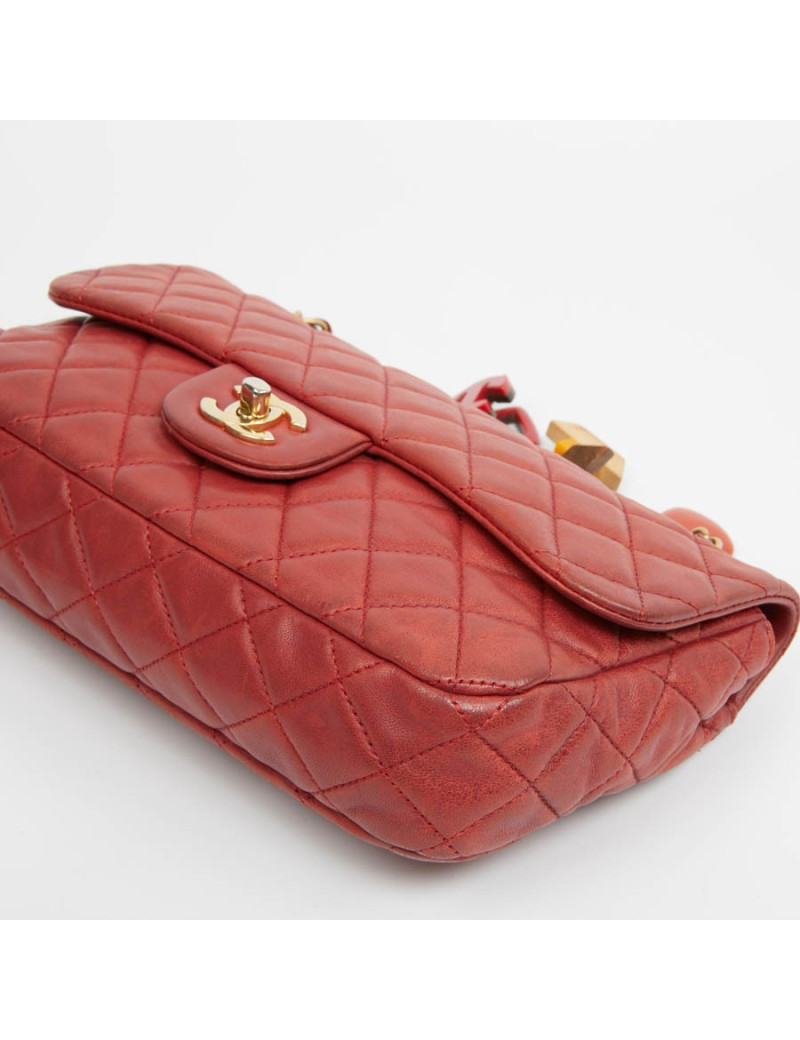Sac Mademoiselle CHANEL cuir d'agneau rouge  Collector