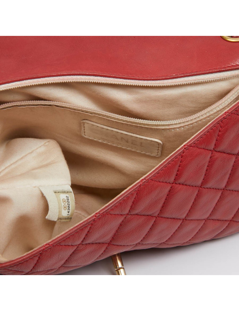 Sac Mademoiselle CHANEL cuir d'agneau rouge  Collector