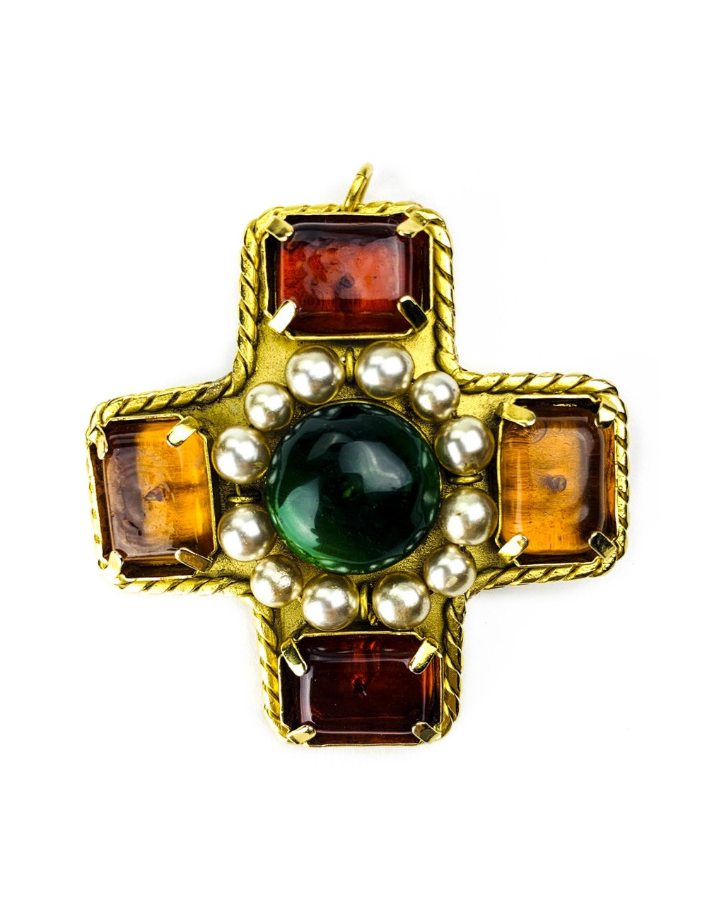 Broche CHANEL Couture en pâte de verre Vintage