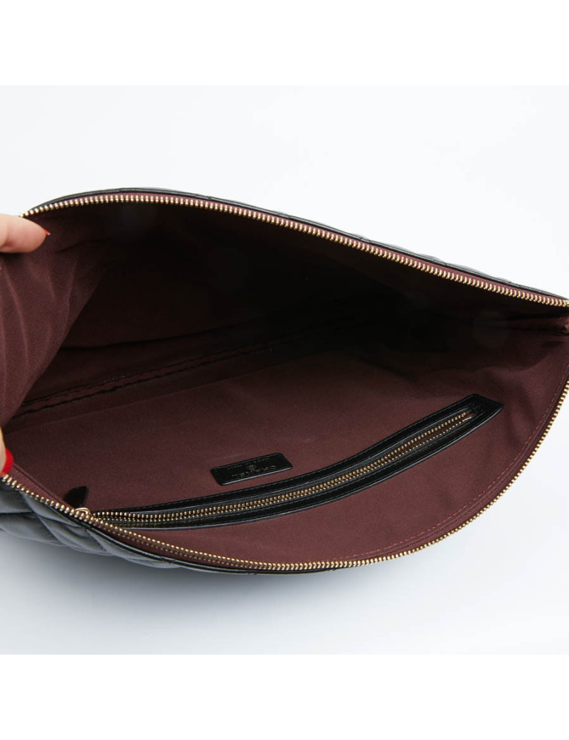 Porte documents CHANEL cuir d'agneau matelassé noir