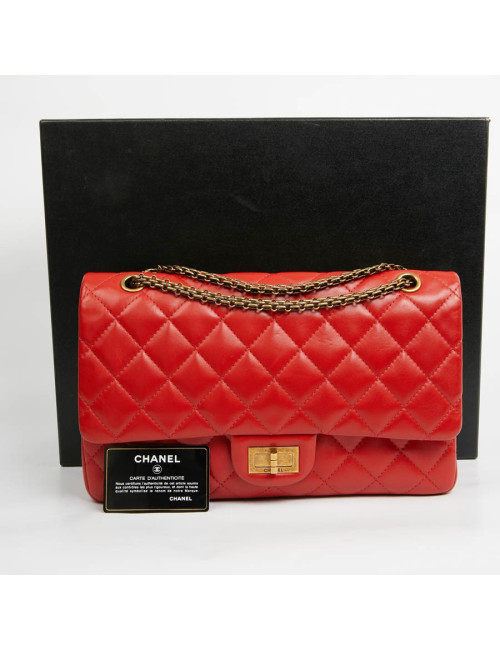 2.55 CHANEL cuir d'agneau rouge
