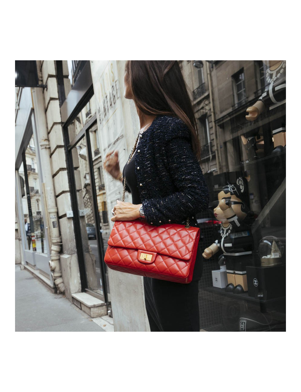 2.55 CHANEL cuir d'agneau rouge