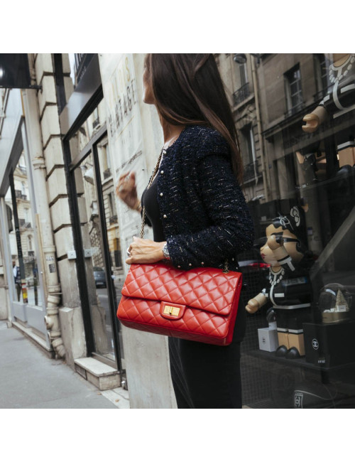 2.55 CHANEL cuir d'agneau rouge