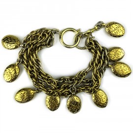 Bracelet CHANEL pampilles dorées triple rangs Vintage