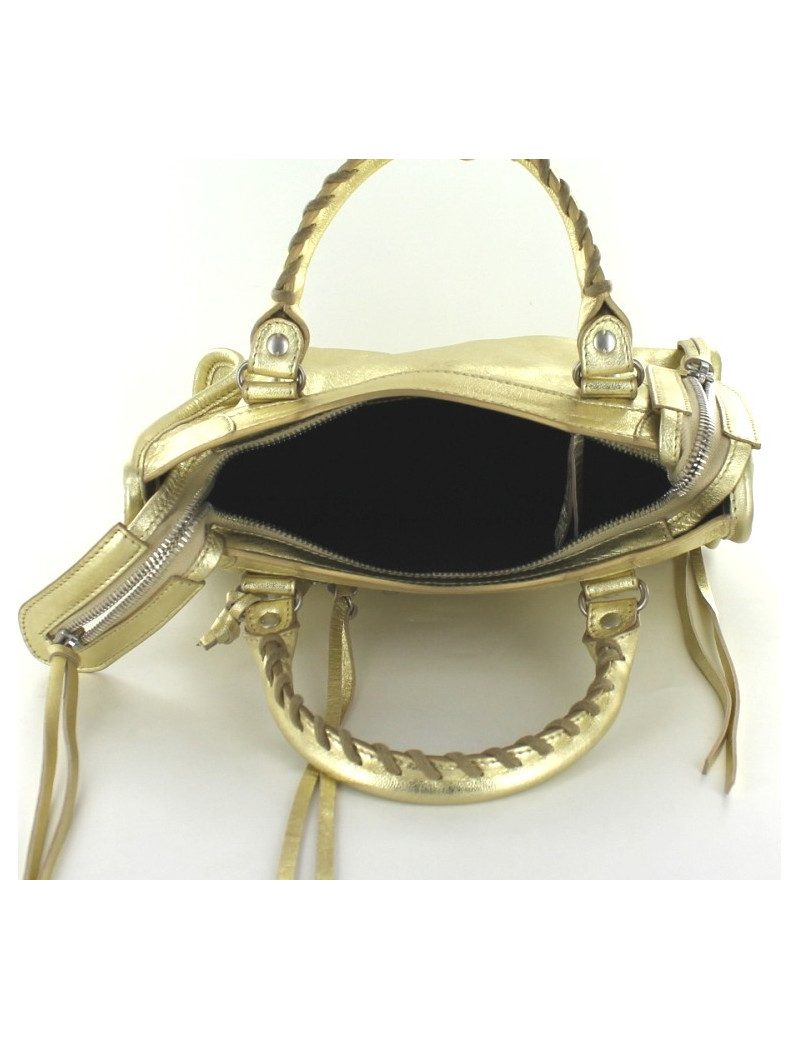 Sac BALENCIAGA mini city en cuir d'agneau couleur gold