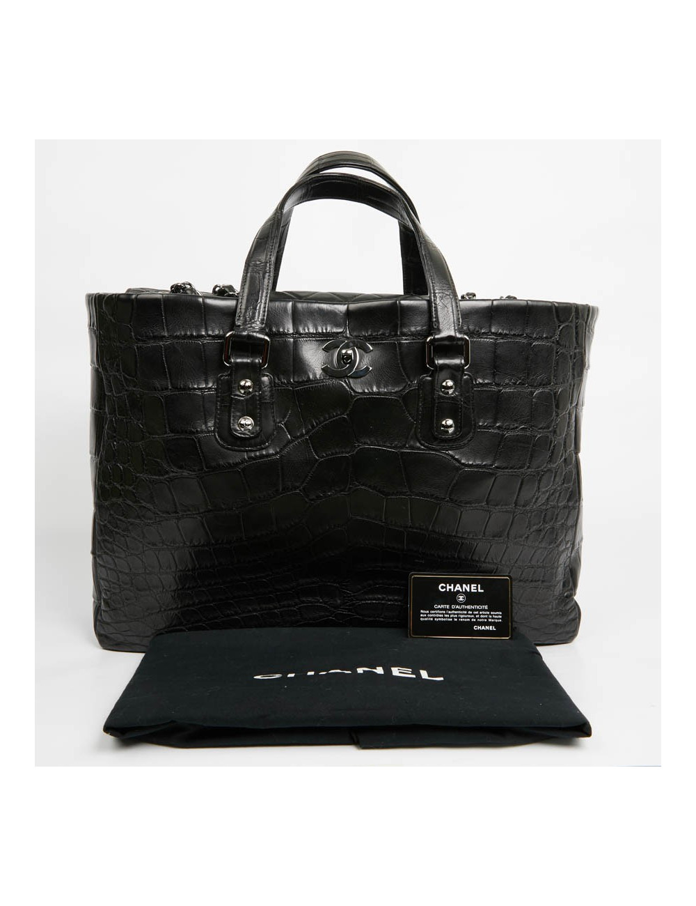 Cabas CHANEL crocodile noir