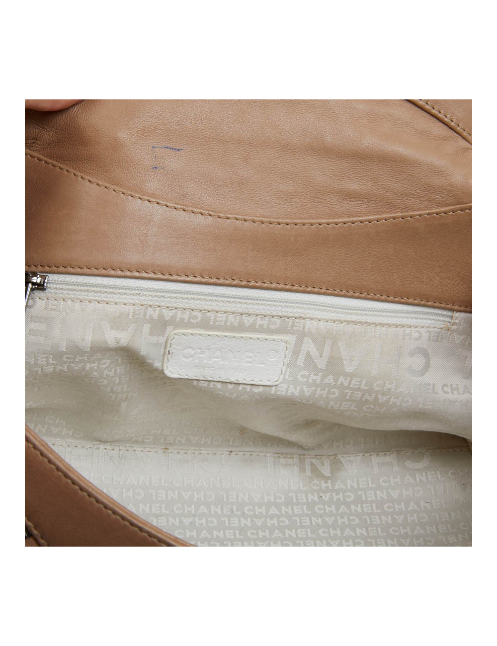 Sac CHANEL cuir d'agneau beige et chaine ruthénium