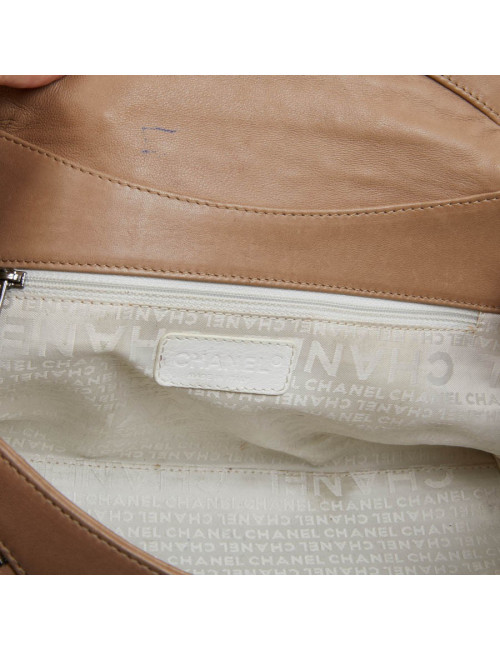 Sac CHANEL cuir d'agneau beige et chaine ruthénium