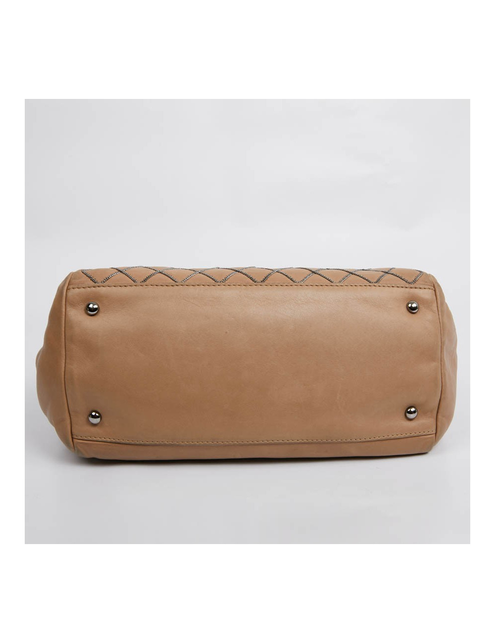 Sac CHANEL cuir d'agneau beige et chaine ruthénium