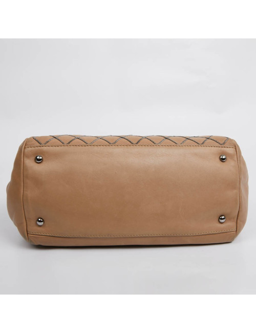 Sac CHANEL cuir d'agneau beige et chaine ruthénium