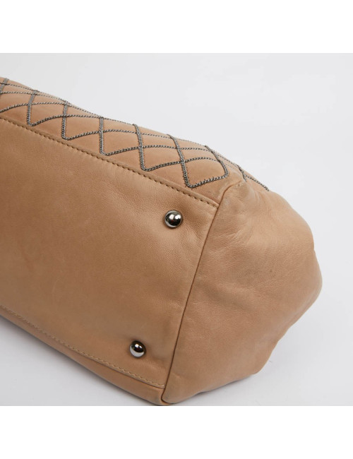 Sac CHANEL cuir d'agneau beige et chaine ruthénium