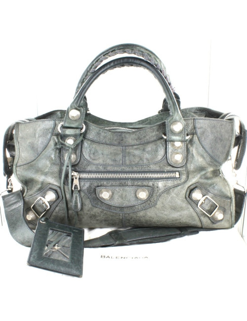 Sac BALENCIAGA Giant City argent cuir anthracite