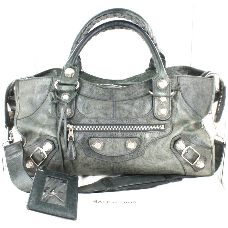 BALENCIAGA City bag silver leather anthracite - VALOIS VINTAGE PARIS