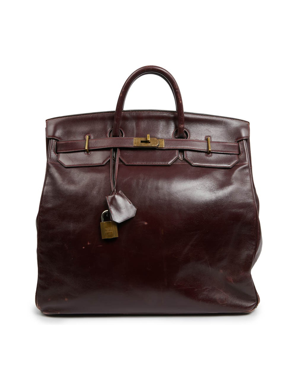 Haut à courroies 45 HERMES cuir box bordeaux 