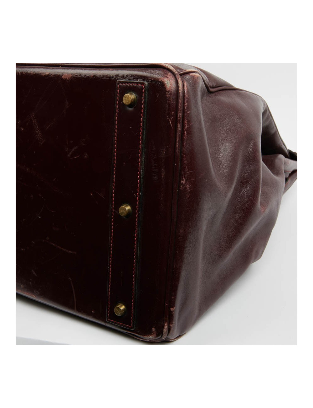 Haut à courroies 45 HERMES cuir box bordeaux 