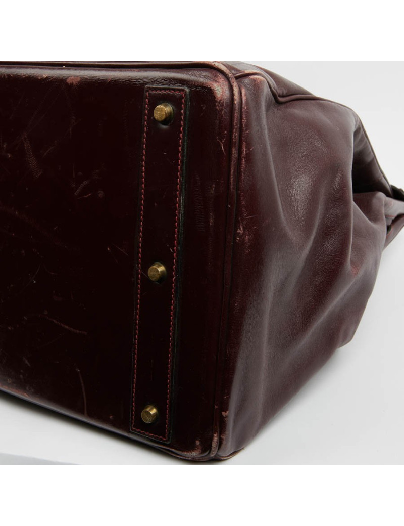 Haut à courroies 45 HERMES cuir box bordeaux 