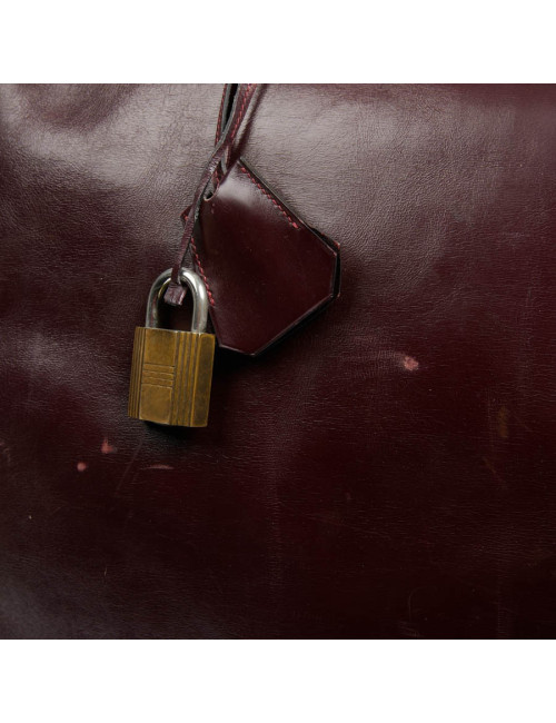 Haut à courroies 45 HERMES cuir box bordeaux 